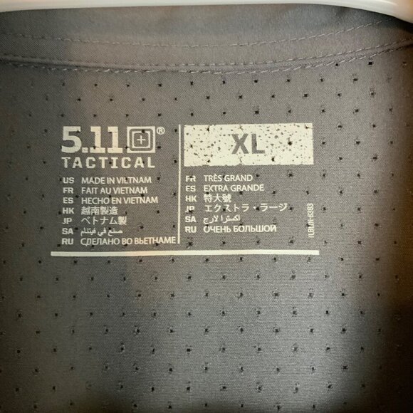 5.11 Tactical Mens Vented Shirt Size XL Gray Short Sleeve Snap Front Outdoor - Picture 4 of 6